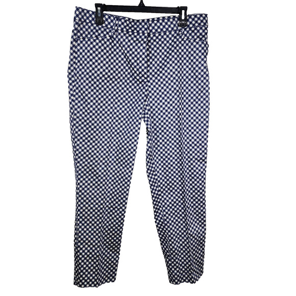 Isaac Mizrahi Live! Ankle Pants Sz 14 Regular Gingham Print Blue Tapered A263846 - Picture 1 of 9